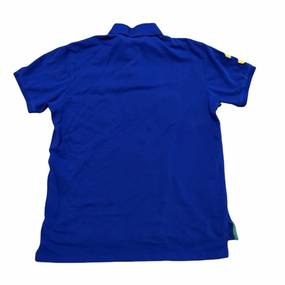 Polo Ralph Lauren USA Big Pony Custom Fit Polo‎ Shirt Men's XL Blue Yellow